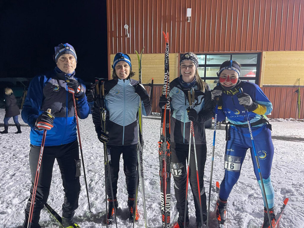 Teams are all smiles after finishing the inaugural Birkie night race in 2023. 